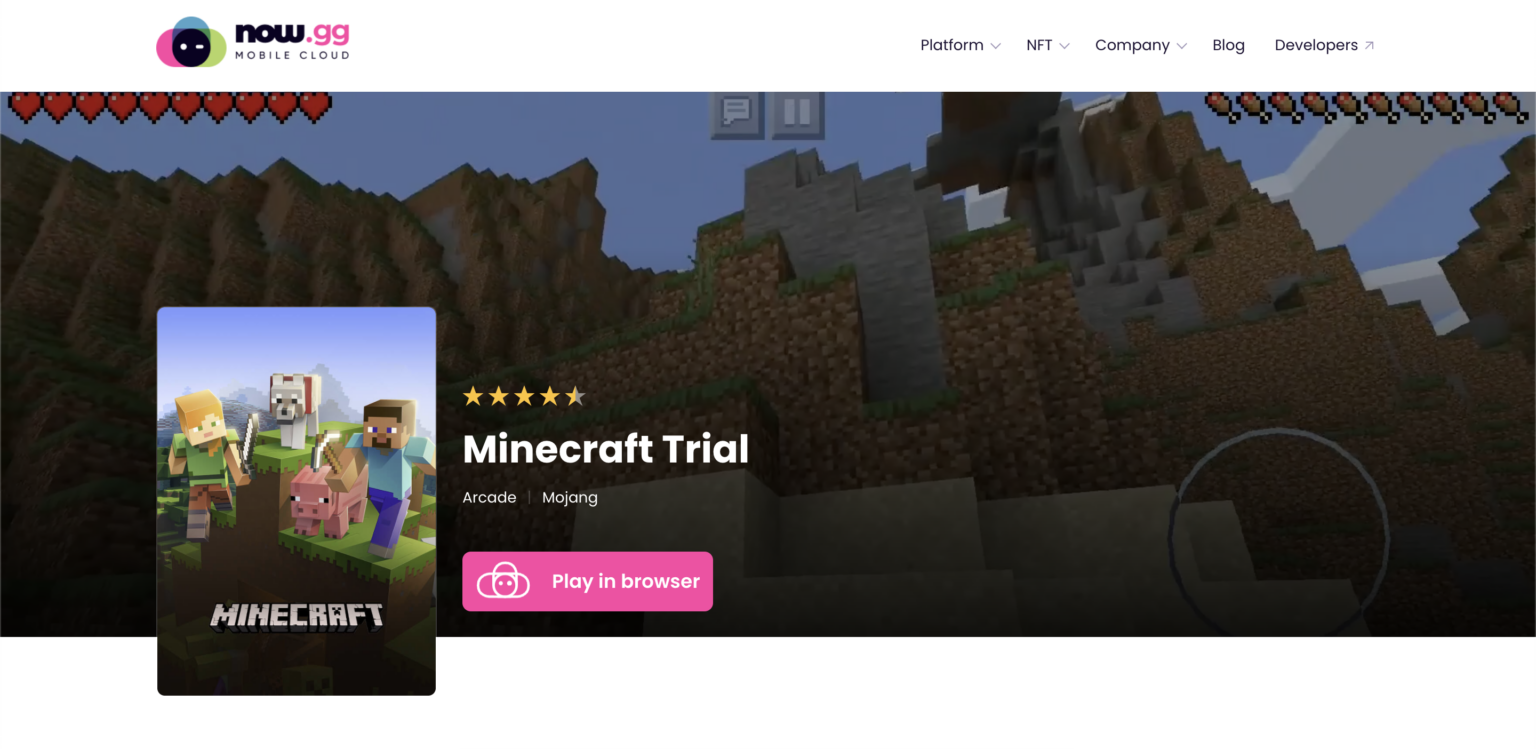 minecraft free now.gg