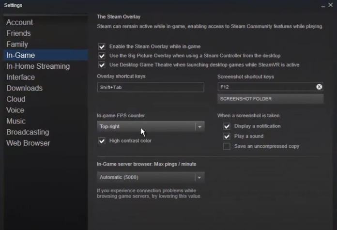 How to enable steam fps counter