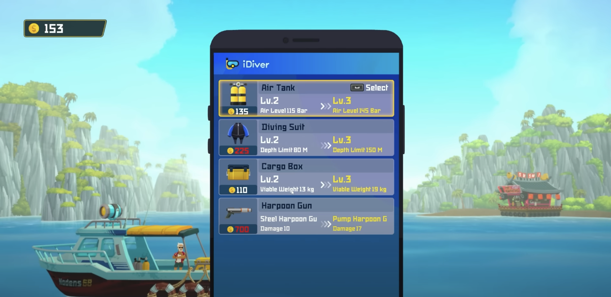 Dave The Diver Upgrade System